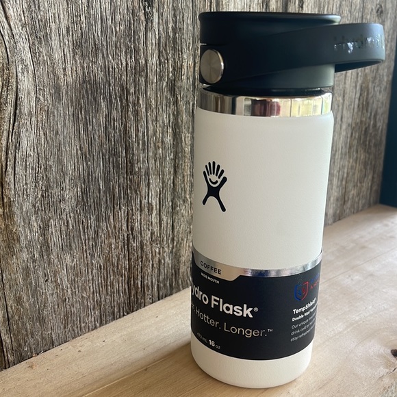 Hydro Flask Coffee Wide Mouth White w/ Black Lid Double Wall Vacuum Insulation - Picture 2 of 9